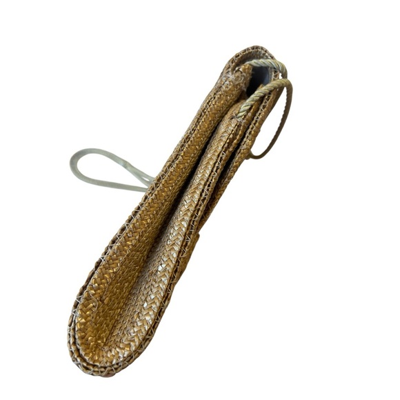 Vintage 1980s Woven Straw Evening Bag Clutch Shoulder Purse Gobi Corp Rope Strap - Picture 6 of 7